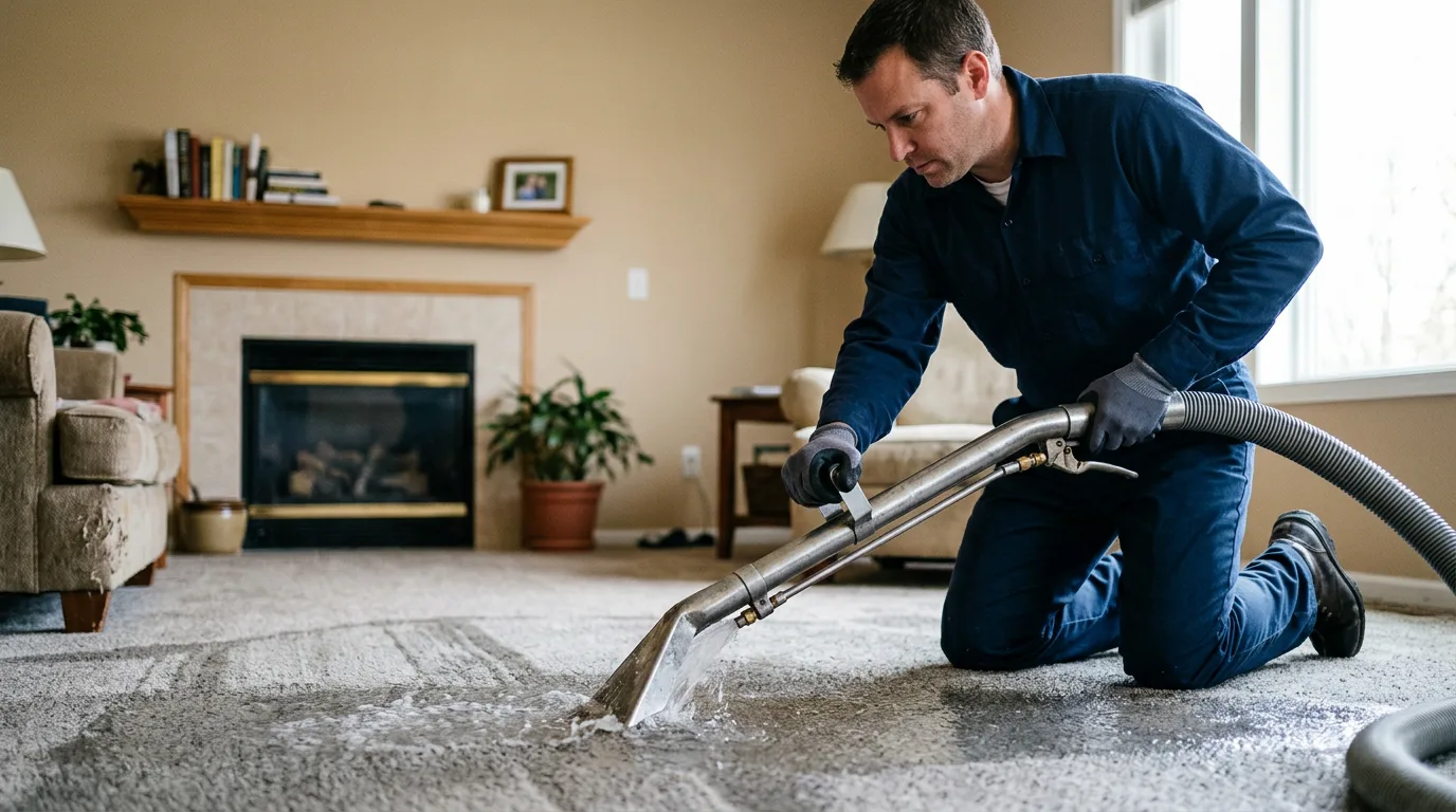 Water damage restoration technician working near Sterling, ND